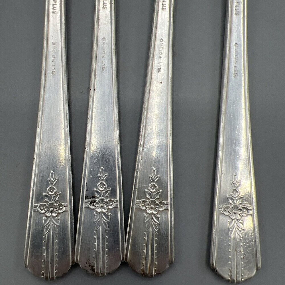 4 Dinner Forks WM A Rogers EVERLASTING A1 Plus Oneida 1940's Georgian Silverware - Picture 10 of 12